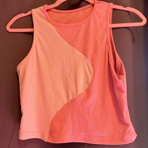 SHEIN Pink and Light Pink Colorblock Ribbed Crop Tank